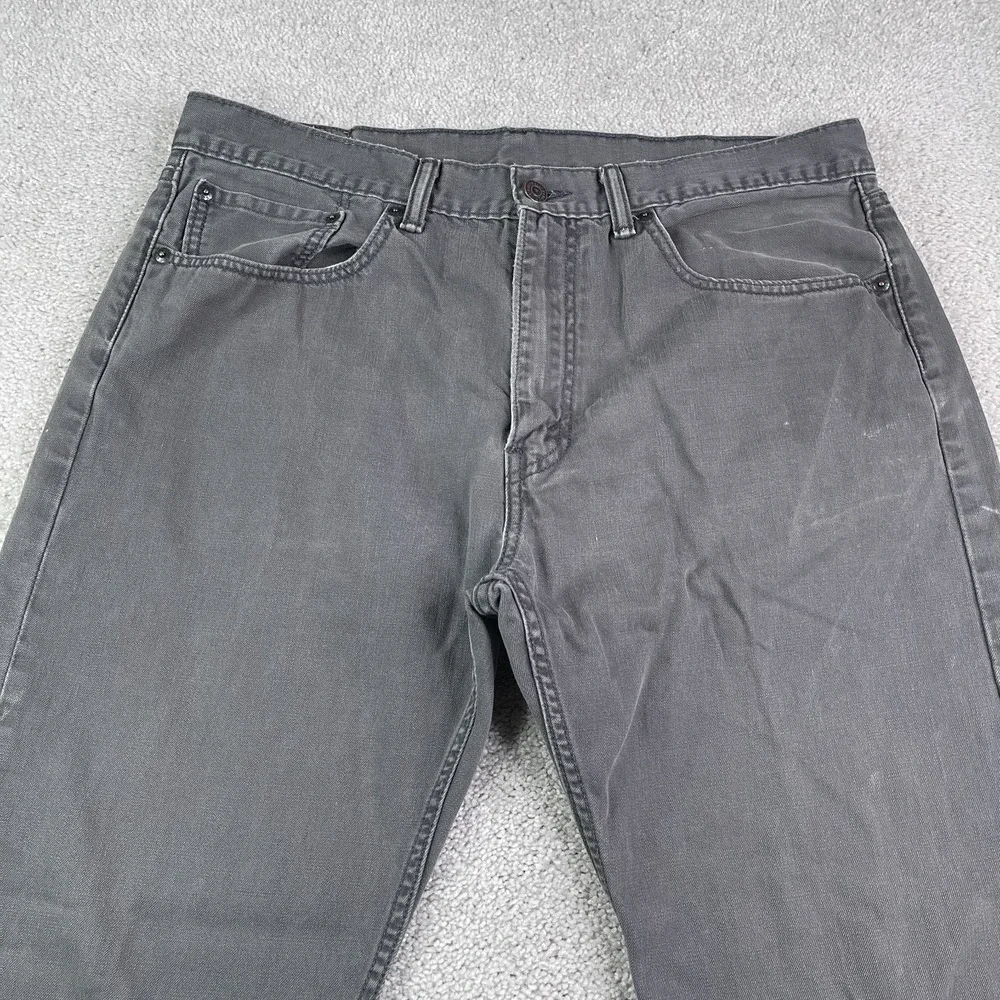 Levis 505‎ Jeans Mens 36x30 Grey Regular Straight Leg Cotton Denim White Tab
